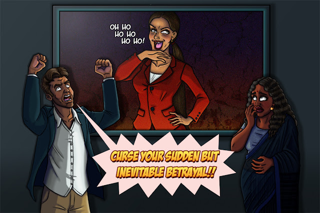 Illustration of laughing woman surrounded by a man and woman. The man says 